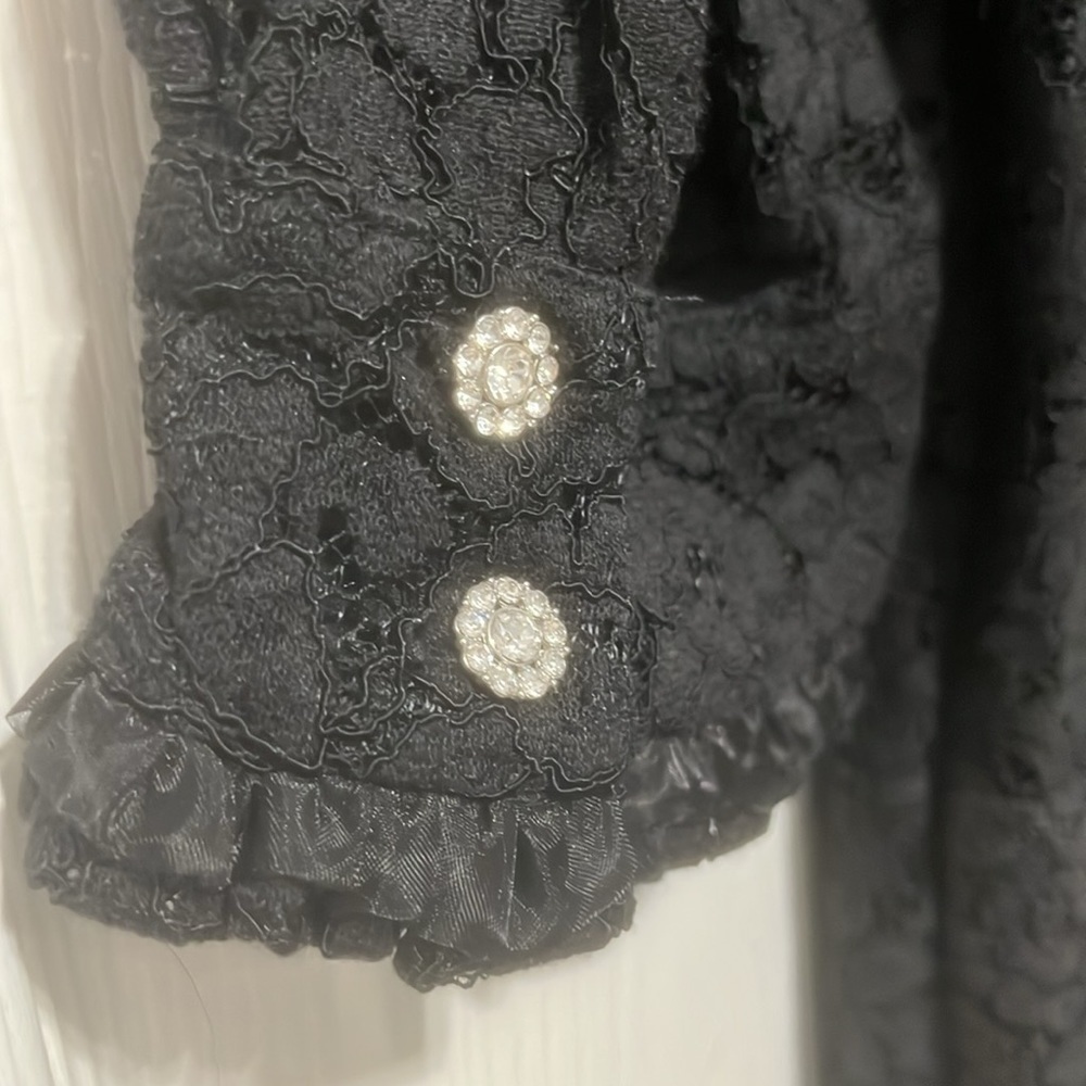 Zara Lace Dress Black with Rhinestone Buttons Size Small - Picture 8 of 9